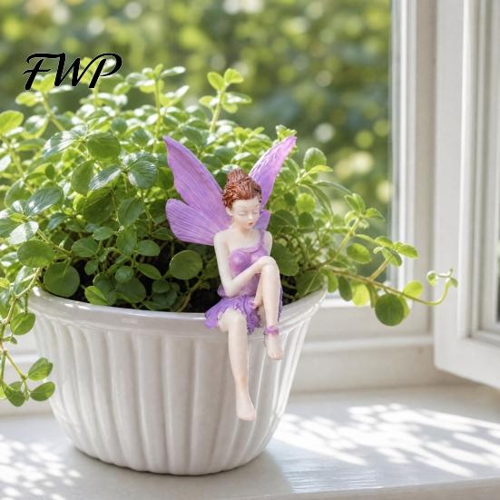 Flower Fairy Figurine Ornament Ornaments, Beautiful And Fine Carving Figurines, Home Decoration Accent Resin Sculpture for Patio Balcony Garden