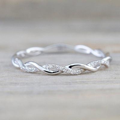 Fashion Thin String Twist 925 Silver Rings Mini Finger Ring Micro Diamond Full Pave Setting Nobility Cute Jewelry For Wedding