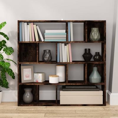 Bookshelf Room Divider Smoked Oak 105 X 24 X 102 Cm