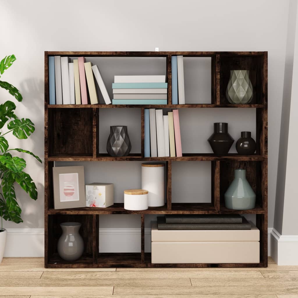 Bookshelf Room Divider Smoked Oak 105 x 24 x 102 cm