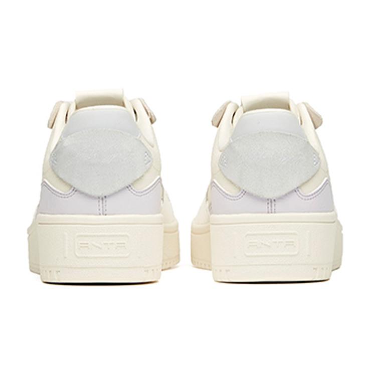 Anta Life Collection Synthetic Leather Slip Resistant Abrasion Resistant Low top Skateboard Shoes Women's White Purple 922118018-1