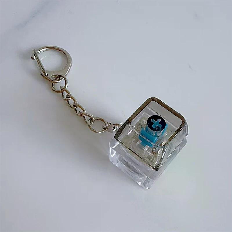 1Keys Color Clear LED Mechanical Keyboard Keychain Toy Stress Relief DIY Button Finger Keyboard Caps Toy Key Switch Shaft Tester