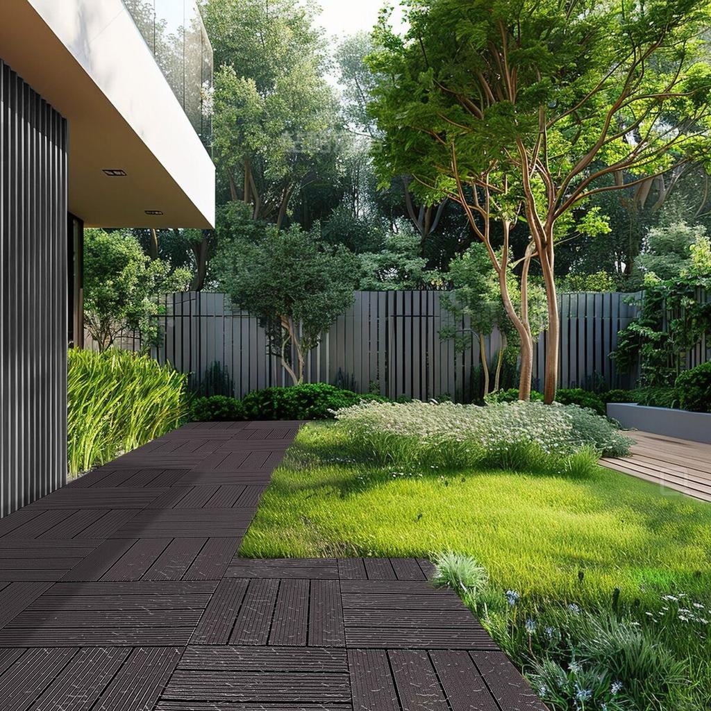 Interlocking Deck Tiles 36 Pack 12"x12" Waterproof for Porch Dark Brown