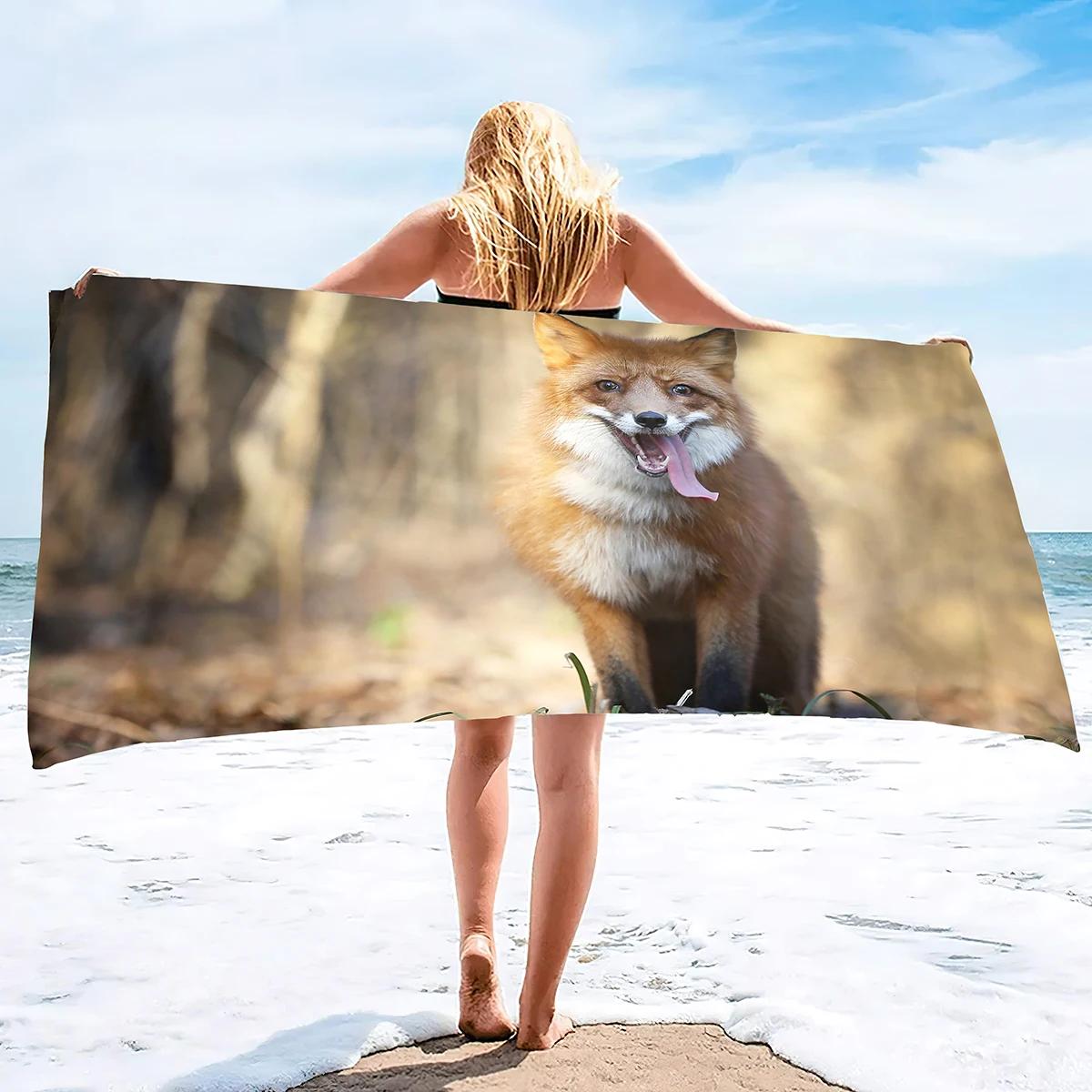 

Beach Towels Cute Fox Ultra Soft Towel Highly Absorbent Large Hand Towels Multipurpose Pool Towel for Bathroom Hotel Gym and Spa W30*H60(CM)