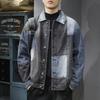 American Trendy Brand Contrasting Color Splicing Denim Jacket Men'S Loose Large Size Retro Washed Tooling Denim Jacket