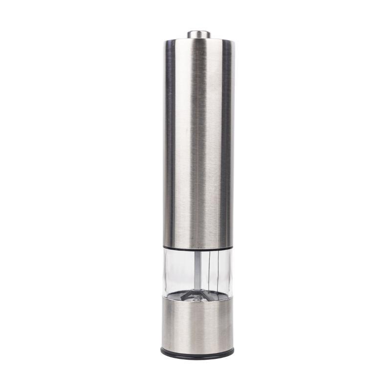 1Pcs Stainless Steel Automatic Spice Mill With Led Indicator Light Battery‑Powered Salt And Pepper Grinder For Home Kitchen