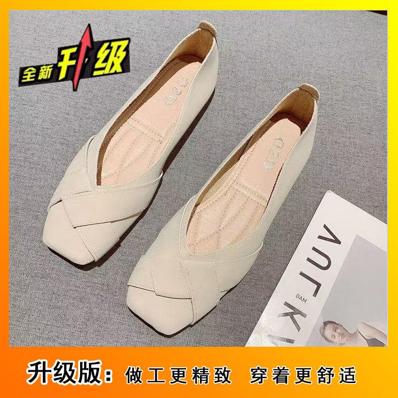 Versatile ladyshoes with skirts French Xiaoxiangfeng Doudou shoes women's 2025 spring new shallow mouth flat bottom gentle single shoes