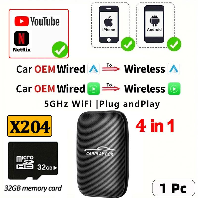 4 In 1 Smart Carplay Ai Box Wireless Carplay Adapter Android Auto Apple Carplay Car Multimedia Player For Mazda Benz Kia VW
