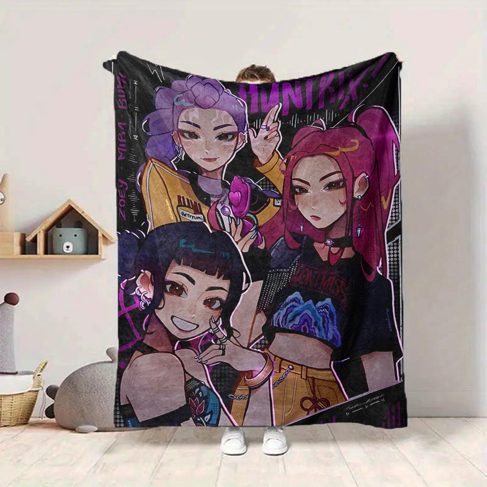 1pc Huntrix, K POP Soft Comfortable Blanket Digital Print, All Season Multipurpose Knit Fabric Bedding, Office, Sofa Home Decor Blanket