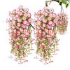 2pcs Artificial Hanging Flowers Faux Petunias UV Resistant Fake Flower Simulated Wall Hanging Colorful Plants For Garden Porch