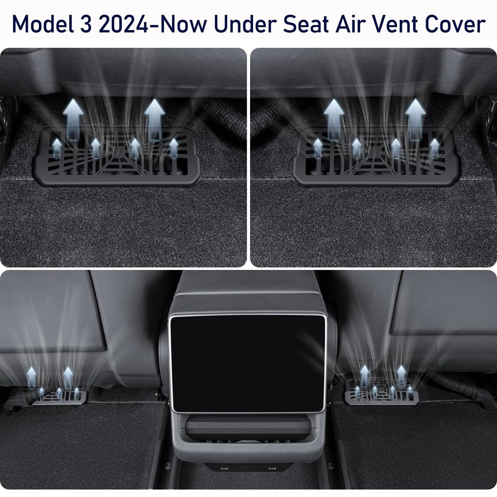 Under Seat Vent Cover for Tesla Model 3 Y Juniper 2026 2026 Air Condition Outlet Protector Rear Seat Air Vent Grill Accessories