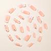 Elegant Medium-Long White French Tip Fake Nails with Flower Bow & Rhinestones