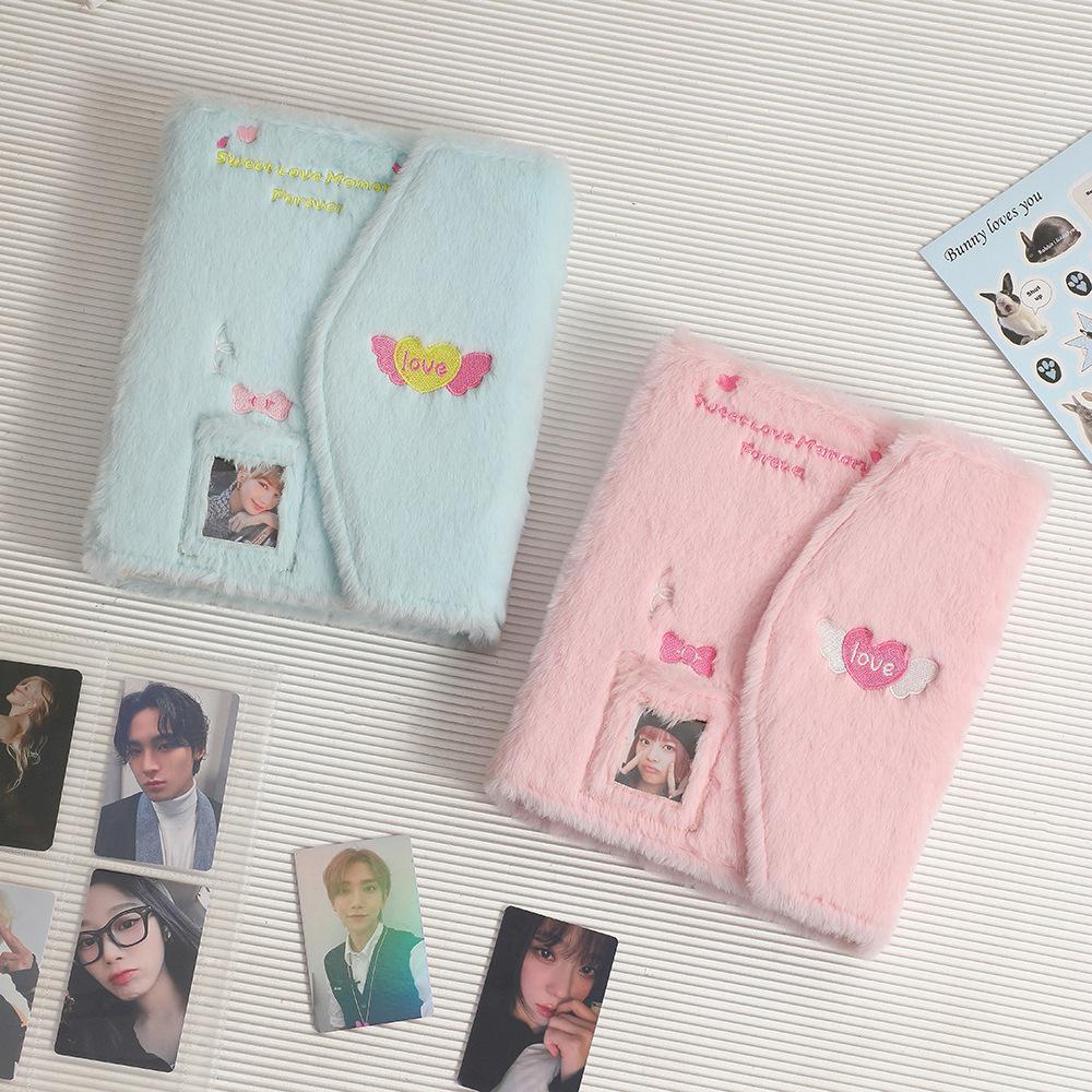 A5 Plush Binder Embroidery 6 Ring Magnetic Photo Album Kpop Photocard Holder Collect Book Storage Organizer