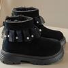 Winter Plush Boots For Girls Korean Style Trend Fashion Princess Shoes Soft-soled Thick Warm Cotton Shoes Snow Boots Kids