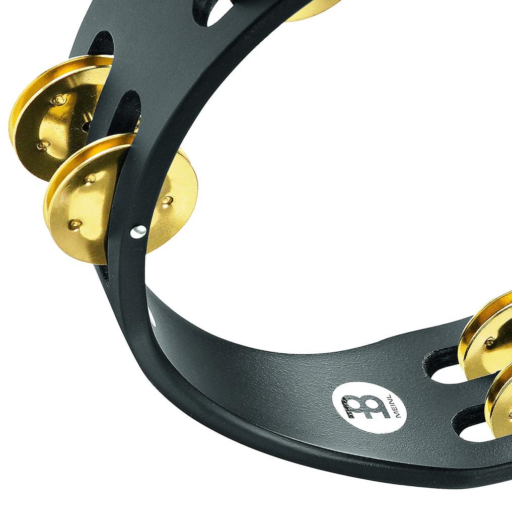 MEINL Percussion Compact Wood Tambourine, Solid Brass, Jingles, 2-Row, CTA2B-BK