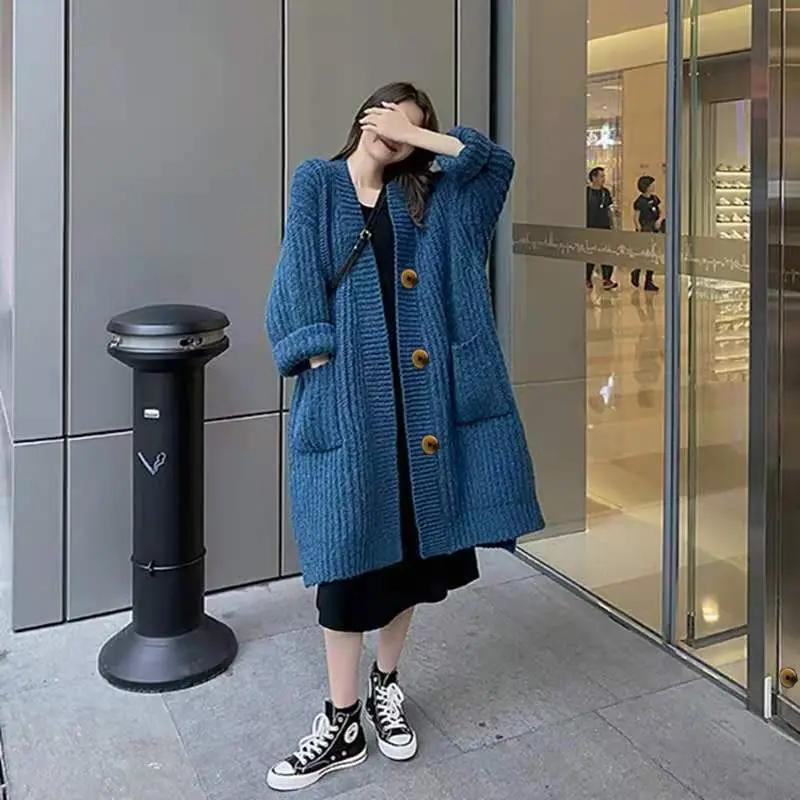 Korean Loose Fit Large Edition Women's Clothing New Item led Lazy Style Sweater Cardigan Thick Coat Spring and Autumn