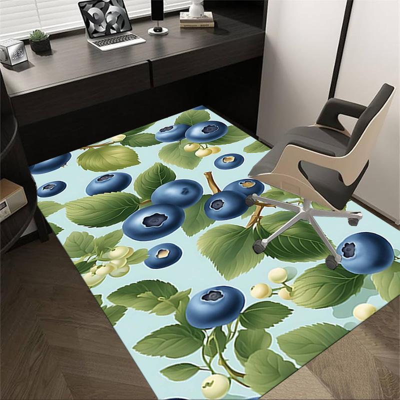

1PC Blueberries Leaves Non-Slip Floor Carpet Compatible for Office&Living Room&Bedroom&Dining room - Flat-Weave Machine-W238 60cm by 90cm