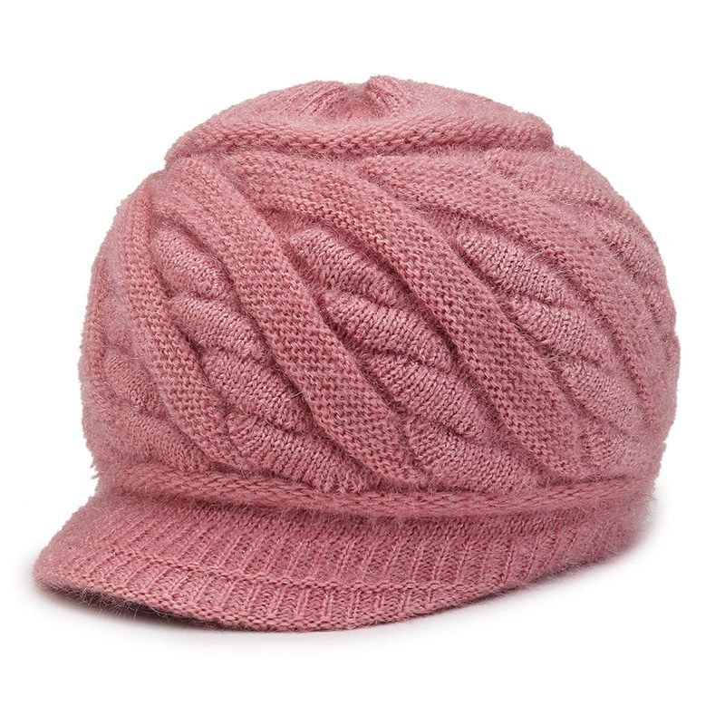 Hüte für Frauen mittleren und höheren Alters Doppellagige Thermowollmützen ohne Futter Verdickte gestrickte Fleecefuttermützen