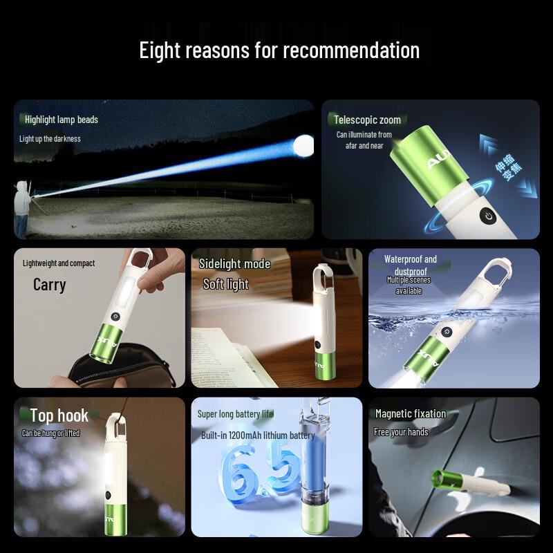 AUX Portable Eye-Care LED Reading Flashlight