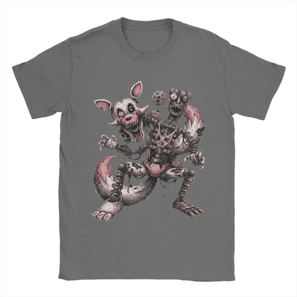 Mangle White Fox Pink Accents Horror Icon Freddyed Bonnie Game TShirts for Men Humor Pure Cotton Tee Shirt T Shirts Summer Tops