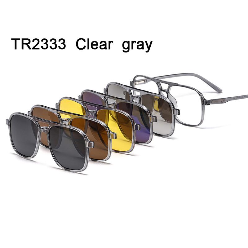 1+5 Polarized Magnetic Sleeve Reading Glasses Frame Male Ultralight Myopia Square Frame Female Optical Prescription Sunglasses