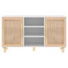 VidaXL White Buffet 105x30x60 Cm Solid Pine Wood and Natural Rattan 345639