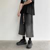 2023 Summer New Casual Calf-length Men's Jeans Pants Harajuku Elastic Waist Solid Color Baggy Jeans For Man