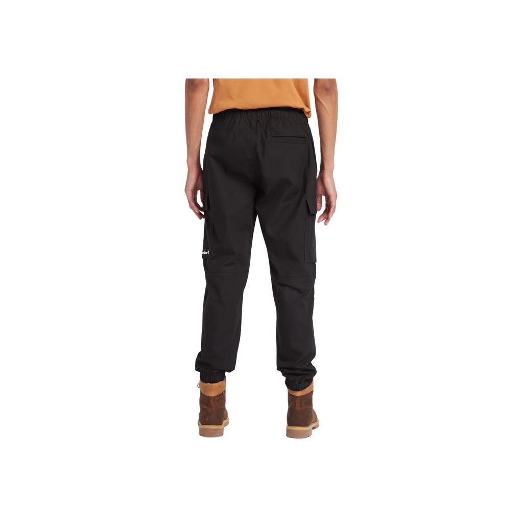 Timberland Solid Color Lace-Up Logo Patch Tapered Casual Pants Men bottoms Black TB0A6JFH001