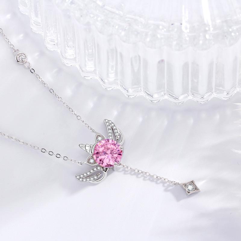 Traum Einhorn Halskette Damen Leichter Luxus Premium Gefühl Engelsflügel Amor Herz Flash Diamant Halskette