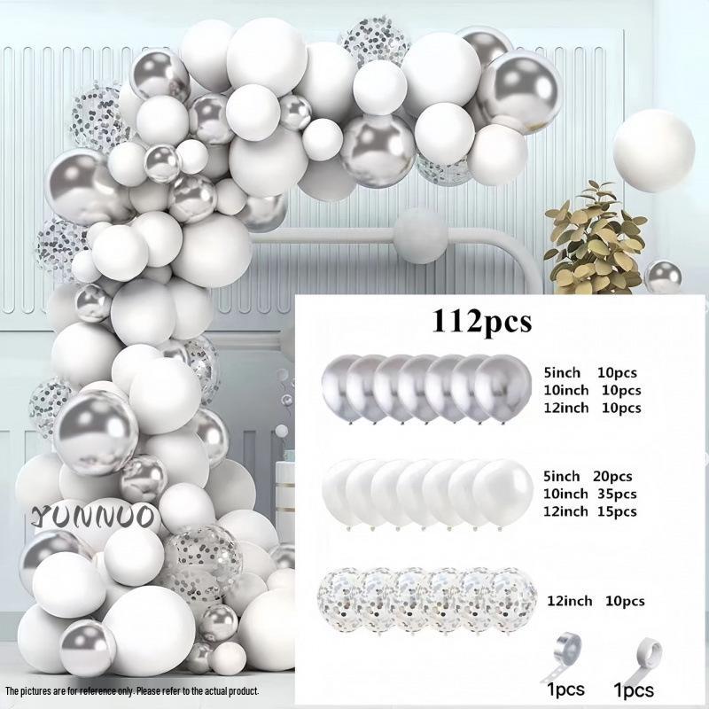 

Silver Latex Balloon Set for Wedding, Birthday, and National Day Decorations.