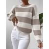 Women's Contrasting Striped Round Neck Pullover Knitted Sweater