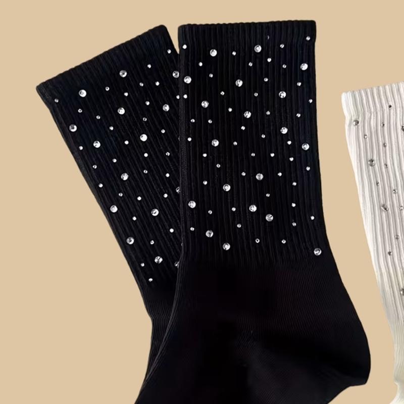 Kurze Damensocken mit Vollsteinbesatz Atmungsaktives Gewebe Elastische Unterstützung Praktisch für verschiedene Anlässe