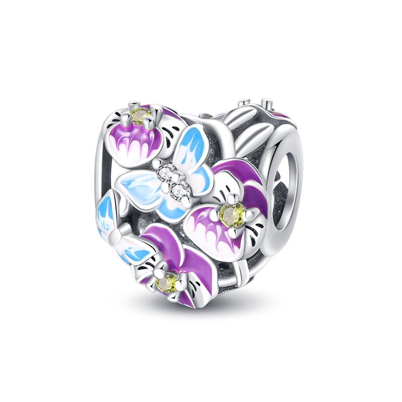 Copper Craft Plum Blossoms Azaleas Sunflowers Cherry Blossoms Sparkling Zircon Beads Charms Birthday Diy Exquisite Jewelry