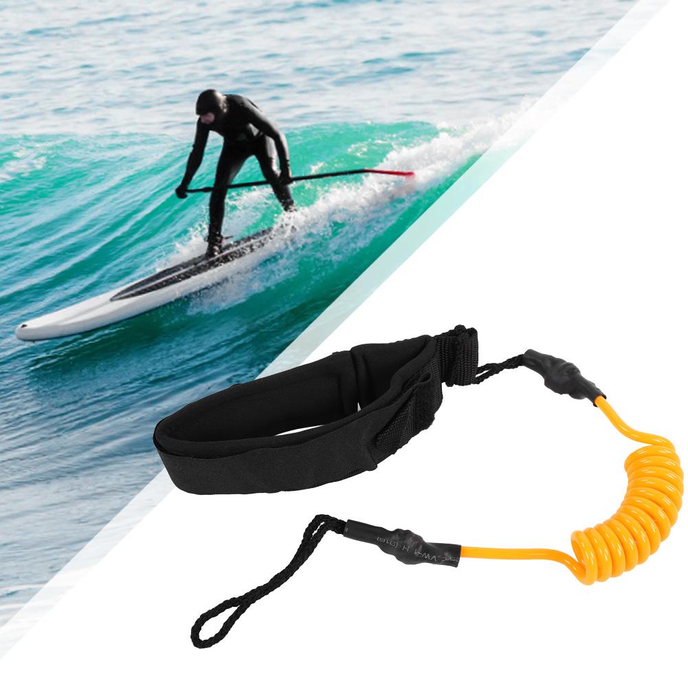 Stand Up Paddle Board Coiled Spring Leg Foot Rope Surfing Leash for Surfboard (Orange)