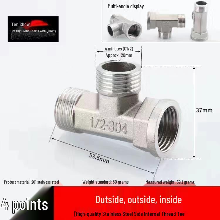 Oțel Inoxidabil Tee Cot Reductor cu Filet Interior: Accesoriu conductă instalații sanitare 6 puncte la 4 puncte