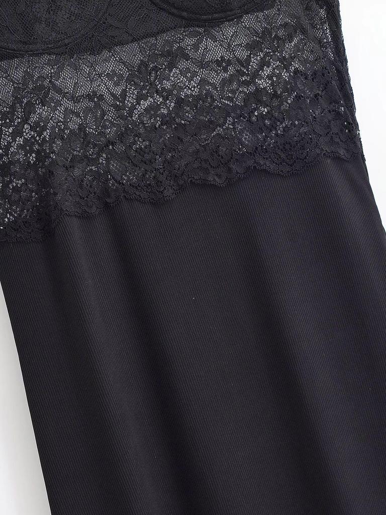 Elegant Sheer Lace Waist-Cinching Camisole Dress for Women – High-Grade A-Line Long Summer Dress