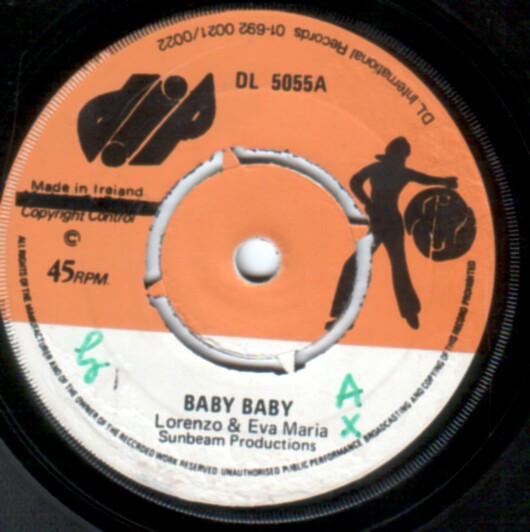 7inch Record LORENZO  EVA MARIA  Baby Baby  Think It Over DL5055 DIP Ireland Reggae Ska  Dub Used