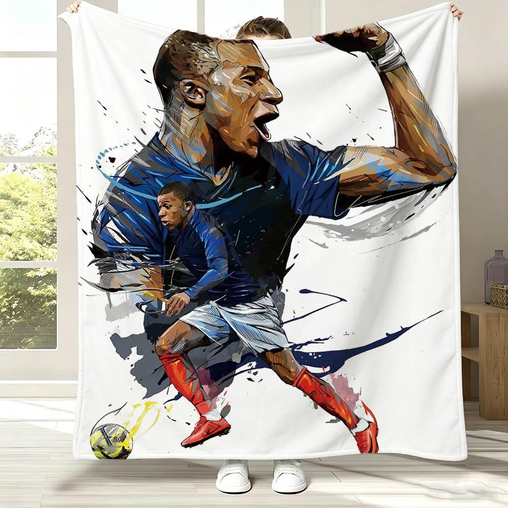3D Football Star M-MbappeSs Cool Flannel Blanket Soft Throw Blanket Art For Home Decor Bedroom Bed Sofa Cover Picnic Fans Gifts