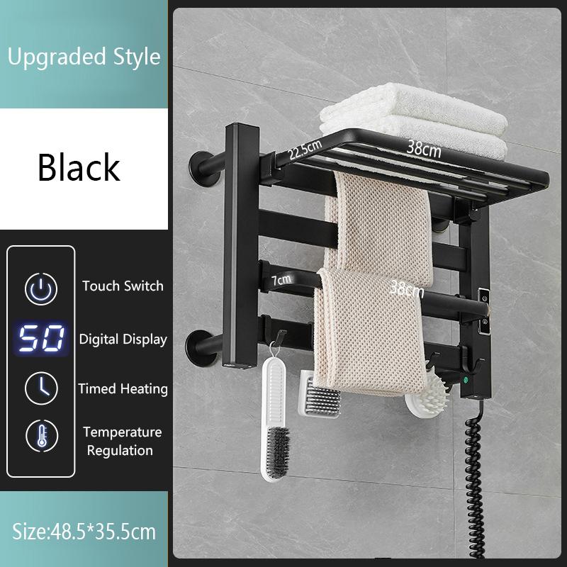 Smart Home Electric Heated Towel Rail Grey Electric Bathroom Bath Towel Dryer Warmer Heaters Punch Free Towel Rack Radiator 110v