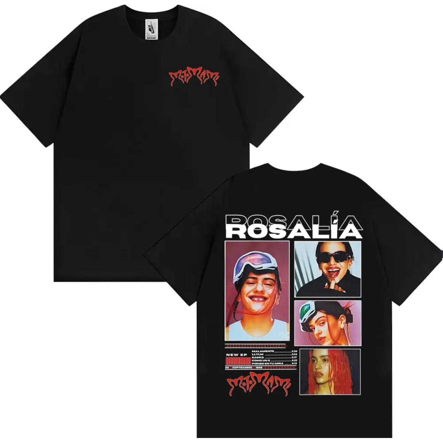 

Spring_Summer 2026 Singer Rosalia Motomami s Printed Men s and Women s Fashion Hip-hop 90s Retro T-shirt S чёрный