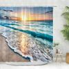 Paesaggio Marino Tenda da Bagno Doccia Tenda da Doccia Tropicale Oceano Spiaggia Foglia di Palma Lavabile Tende da Bagno Tessuto in Poliestere Decorazione per la Casa