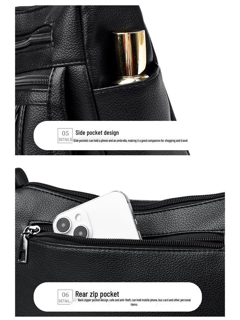 Stilvolle und praktische Damen-PU-Umhängetasche - Mehrere Fächer für Mütter, einseitig oder crossbody zu tragen