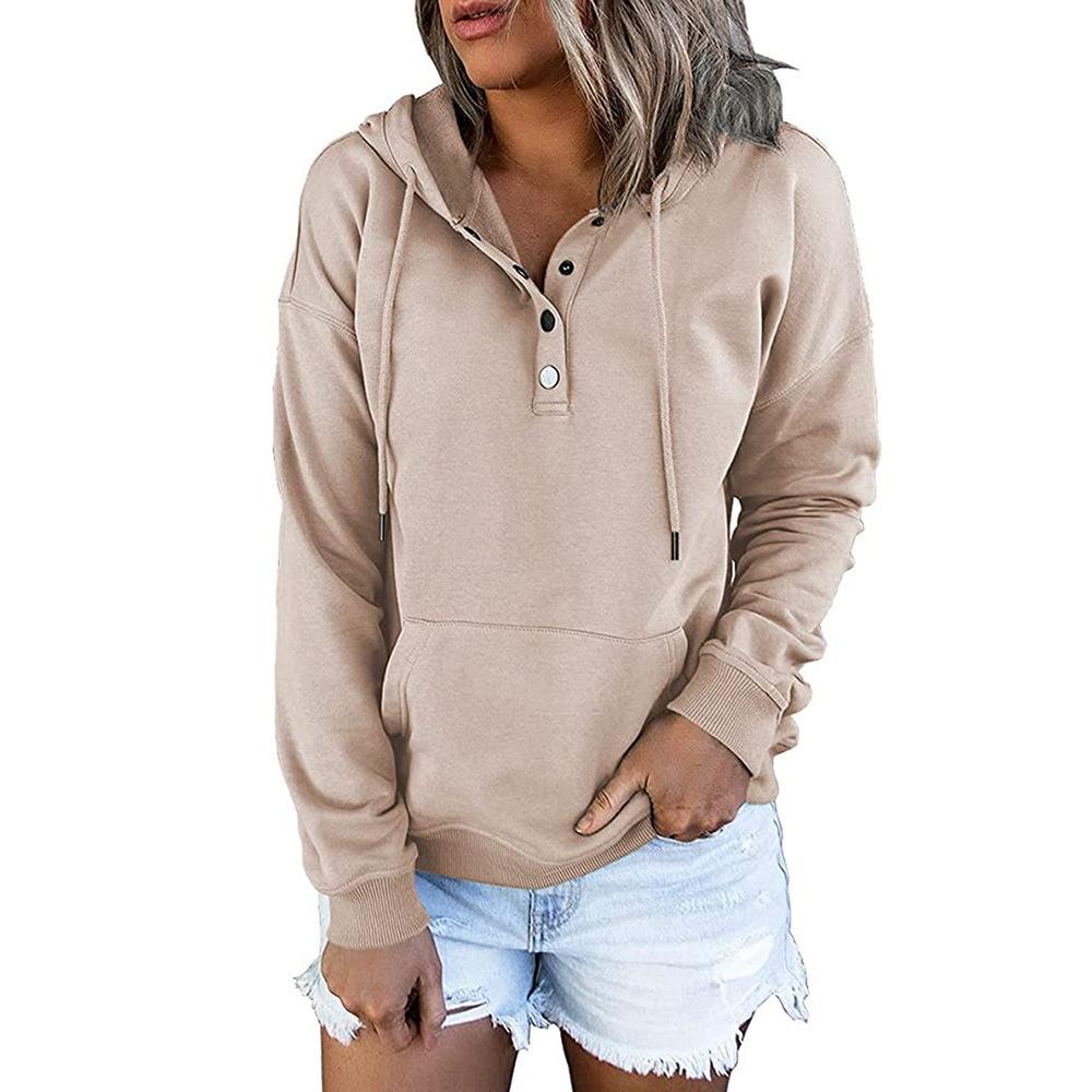 Herbst Winter Damen Sweatshirt Kapuzenpullover Lässig Kordelzug Langarm Locker Mode Damen Tops