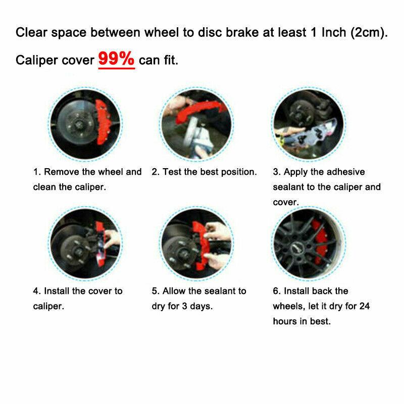 4ks Univerzální 3D Styl Červená Přední + Zadní Příslušenství Kryt třmenu kotoučové brzdy do auta