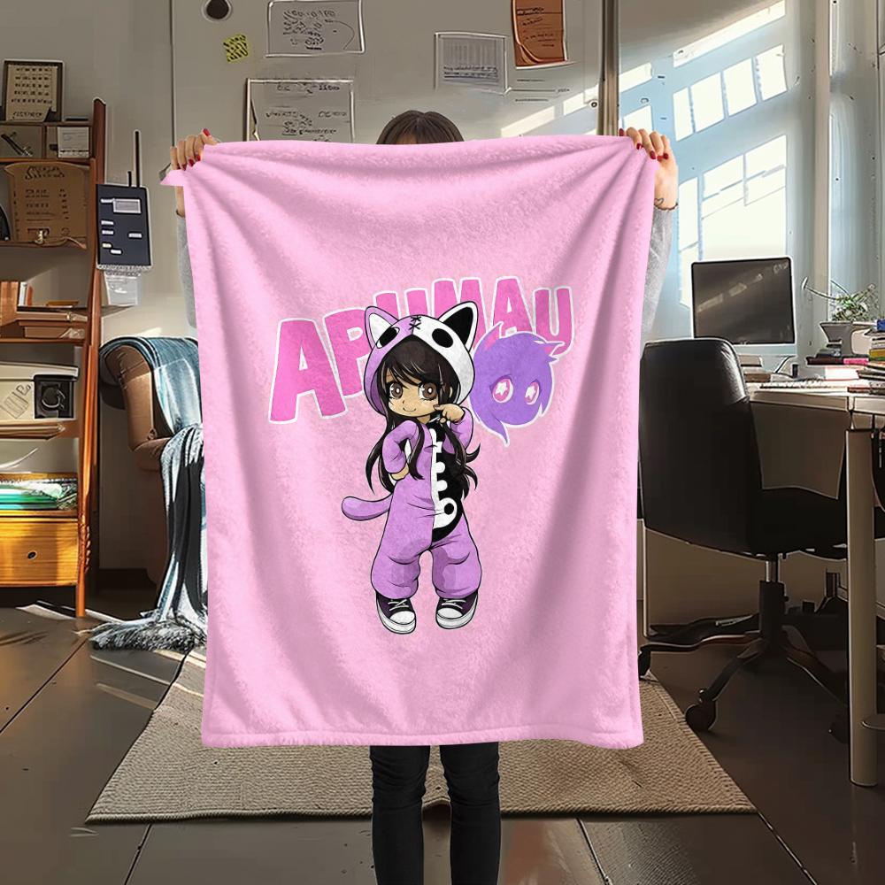 1 szt. Koc flanelowy z nadrukiem Aphmau, Wysokiej jakości, Na wszystkie pory roku, Wystrój domu, Ciepło i komfort, Idealny na prezenty świąteczne