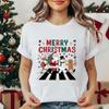 Merry Christmas Women Fashion T Shirt Christmas Print Funny Tops Womens Casual TShirt Holiday Xmas Party Tee Aesthetic Clothes