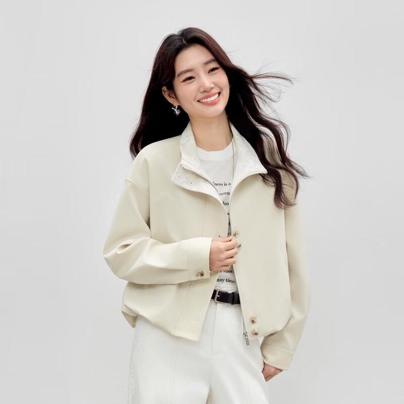 Женская элегантная кружевная ветровка с воротником-стойкой XL