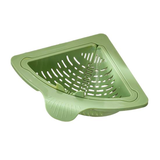 Triangular Magnetic Sink Strainer Corner Drain Basket with Twist-Open Bottom Automatic Dumping Kitchen Sink Waste Catcher for Food Scraps Debris