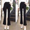 Flag-bottom Pants for Women In Summer Thin High Waist Slimming Ice Silk 7-point Flared Pants for Eight-point Small Wide-leg Casual Pants