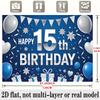 Party Backdrop 15Th Birthday Stars Blue Flat Balloons Number Wedding Celebrations Celebration Photo Booth Front Door Decor